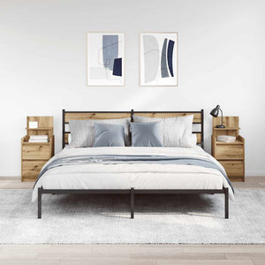 Sängbord med 2 lådor 2 st hantverksmässig ek 38x34x80 cm