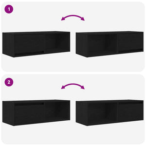 TV-bänk svart ek 80x31x25,5 cm konstruerat trä