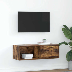 TV-bänk rökt ek 80x31x25,5 cm konstruerat trä