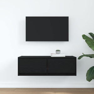 TV-bänk svart ek 80x31x25,5 cm konstruerat trä