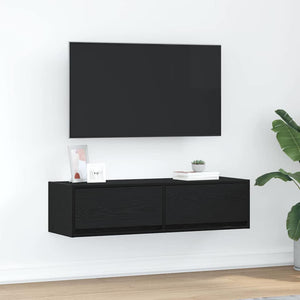 TV-skåp med låda Svart ek 100 x 31 x 25,5 cm Konstruerat trä