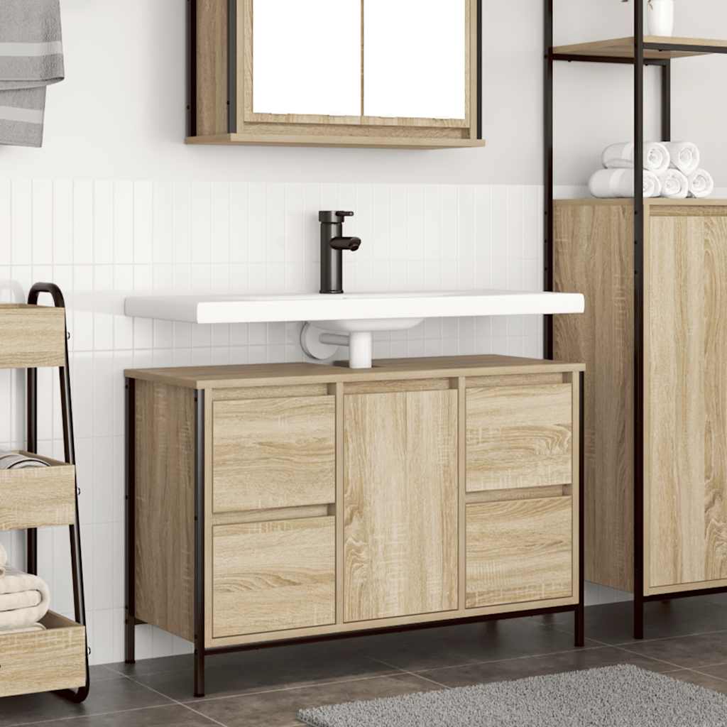 Tvättställsskåp med lådor sonoma-ek 90x34,5x60 cm