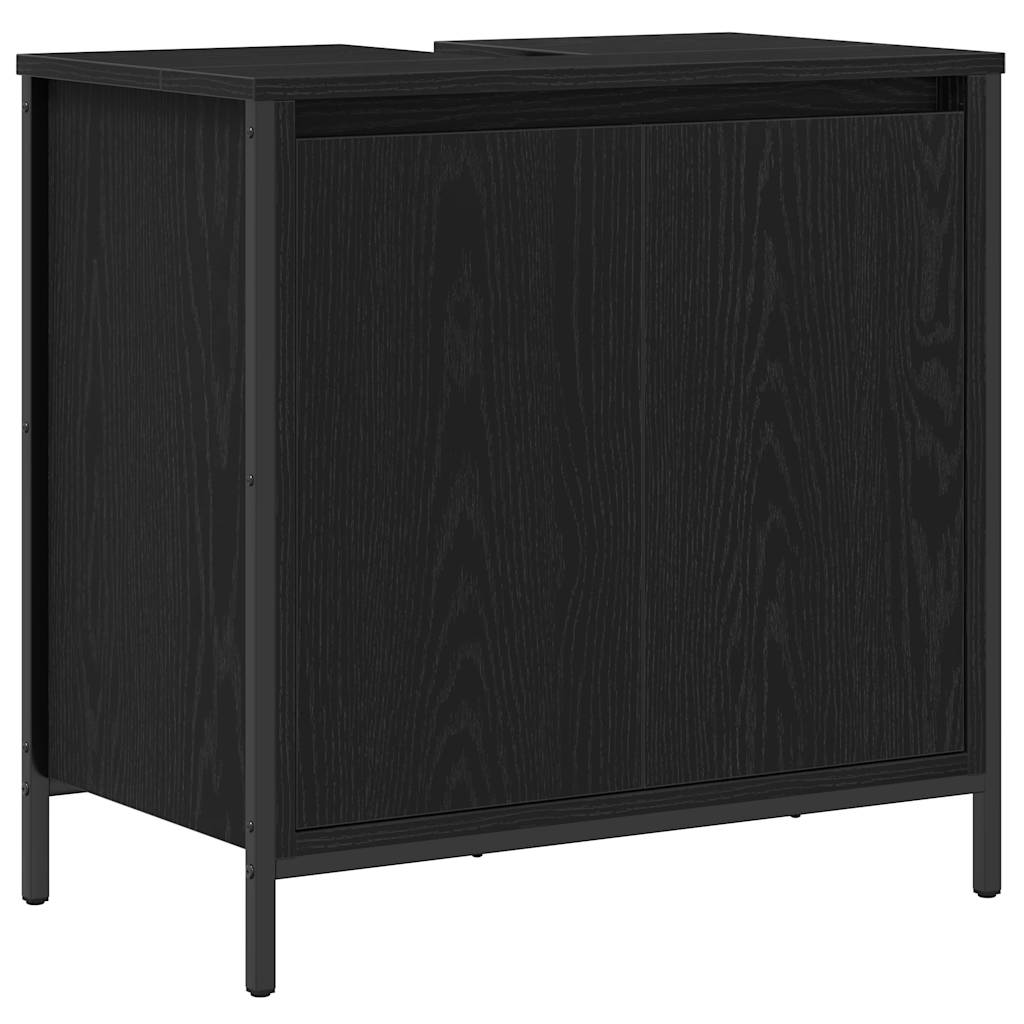 Tvättställsskåp för badrum svart 60x34,5x60 cm