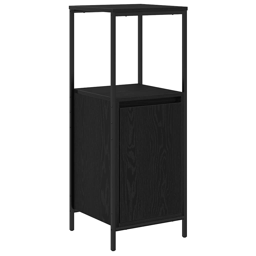 Badrumsskåp med hyllor svart ek 36x35x95 cm