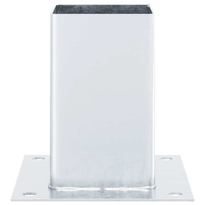 Stolpbaser fyrkantiga 4 st silver 91x91 mm galvaniserat stål