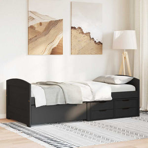 Dagbädd med 5 lådor utan madrass IRUN svart 90x200 cm