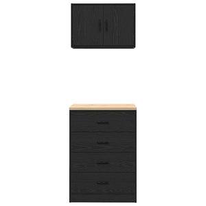 Garageskåp 2 delar svart konstruerat trä