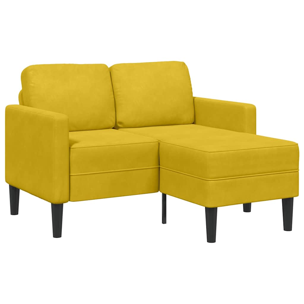 2-sitssoffa med schäslong L-formad gul 125 cm sammet