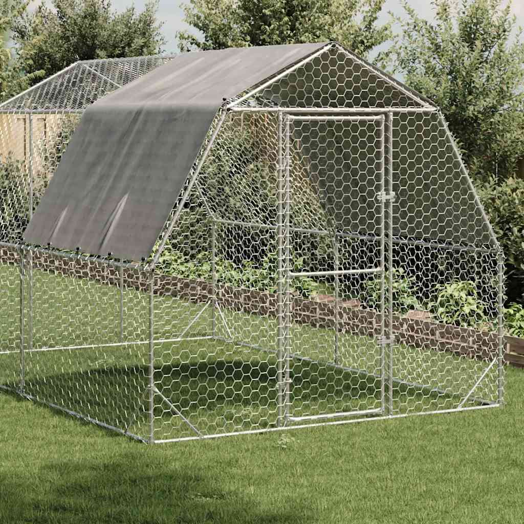 Hönsgård med tak 2,5x4x2,25 m galvaniserat stål