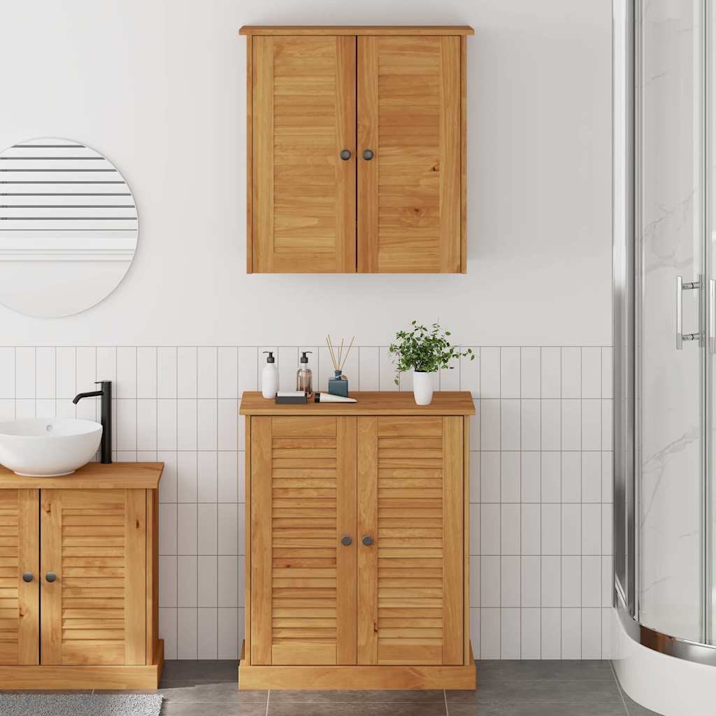 Badrumsmöbelset med hylla VIGO 2 pcs Brun och honungsgul