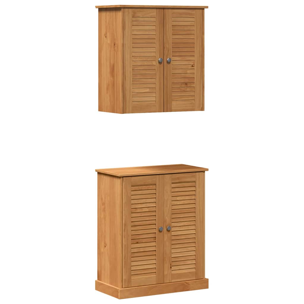 Badrumsmöbelset med hylla VIGO 2 pcs Brun och honungsgul