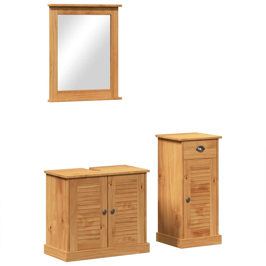Badrumsmöbelset VIGO 3 st Honung brun 37.5 x 34 x 80 cm