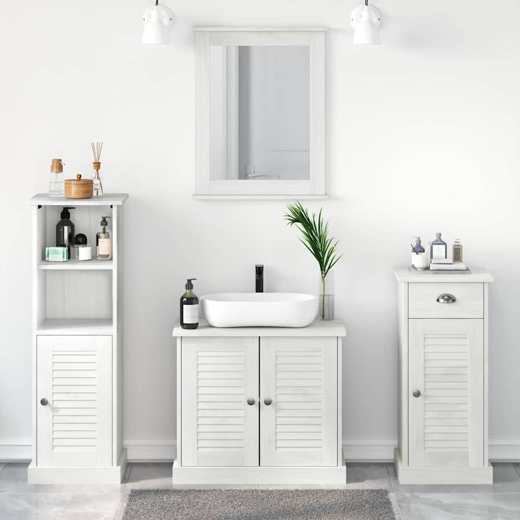 Badrumsmöbelset med låda med hylla 4 pcs Antik vit Massiv furu
