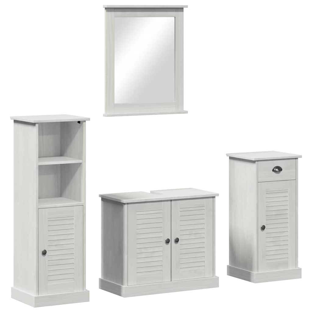 Badrumsmöbelset med låda med hylla 4 pcs Antik vit Massiv furu