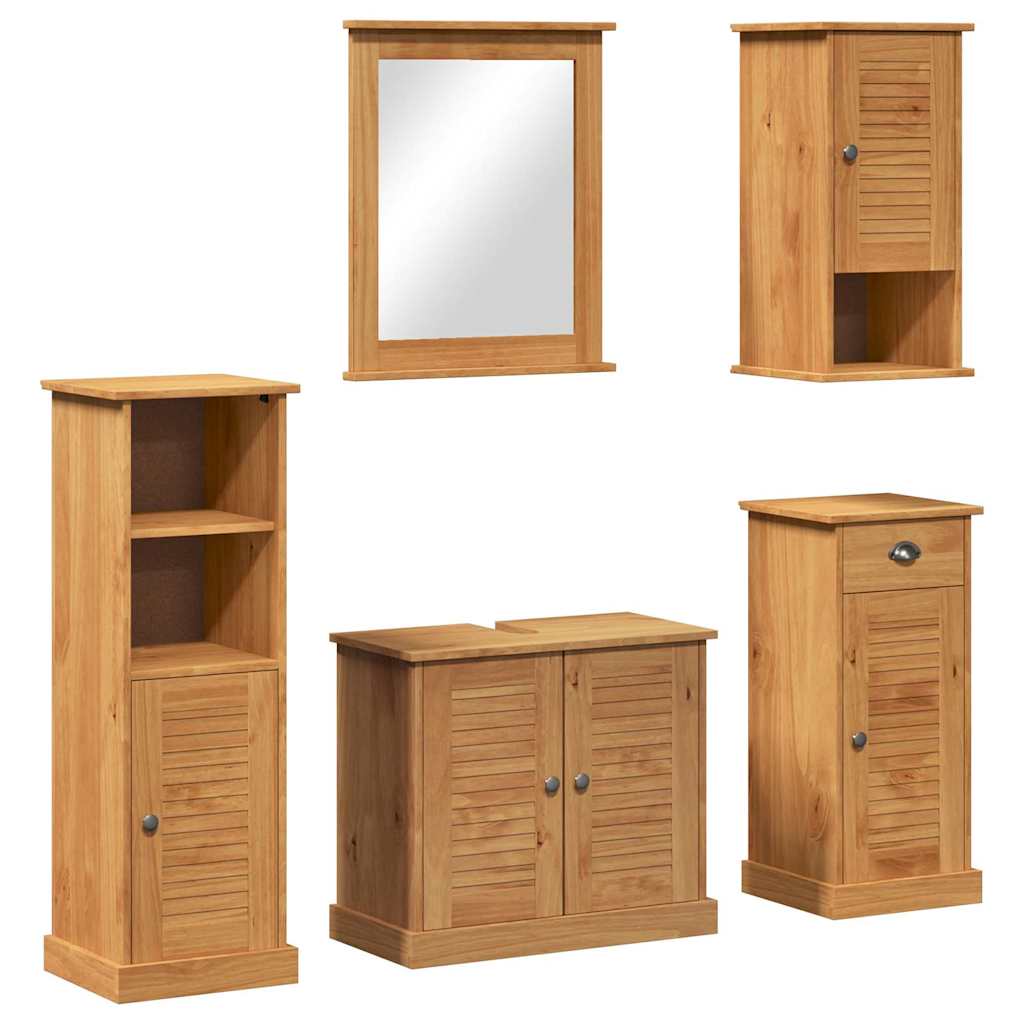 Badrumsmöbelset VIGO 5 st Honung brun 37 x 34 x 110 cm