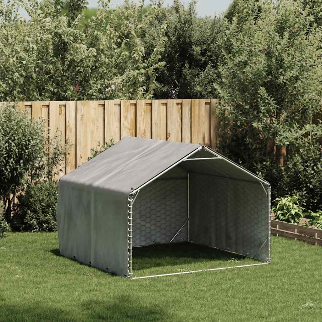 Hundkoja utomhus med överdrag 2x2x1,5 m galvaniserat stål