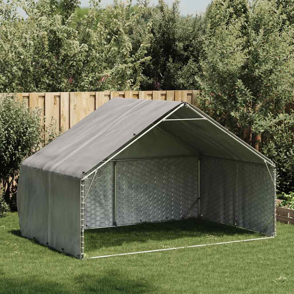 Hundkoja utomhus med överdrag 3x2x1,9 m galvaniserat stål