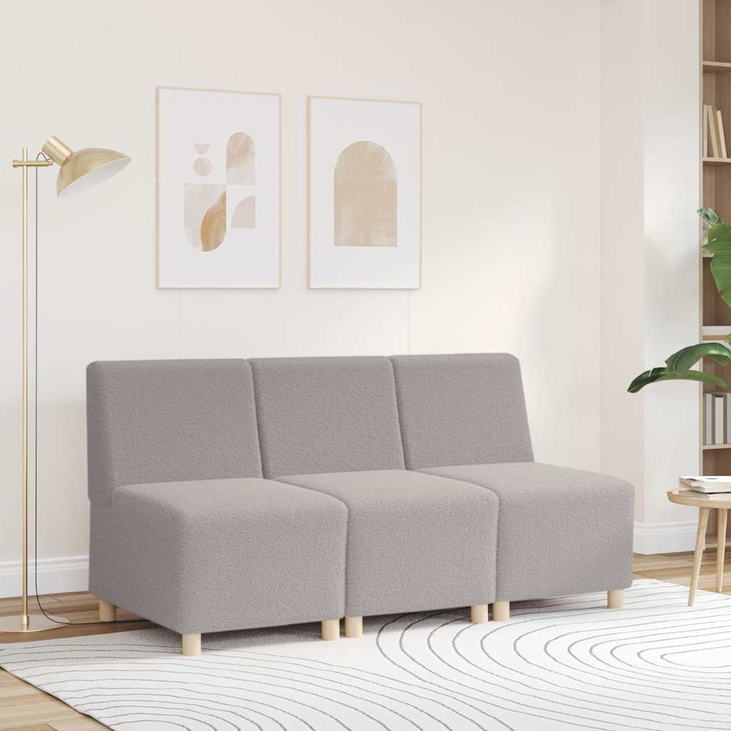 Modulsofa utan armstöd Ljusgrå ULL-liknande tyg