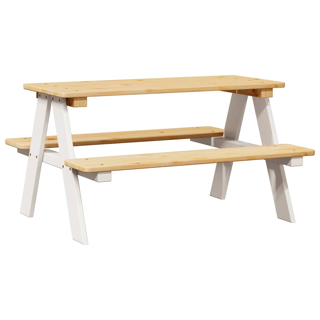 Barnbord med bänkar "IRUN" vit 90x79,5x50cm massivt trä