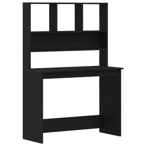 Skrivbord med hyllor svart ek 102x45x148 cm konstruerat trä