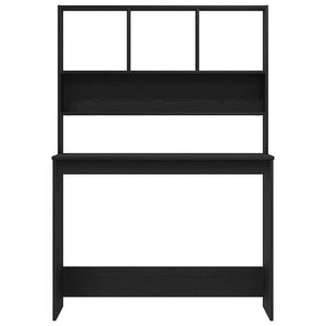 Skrivbord med hyllor svart ek 102x45x148 cm konstruerat trä