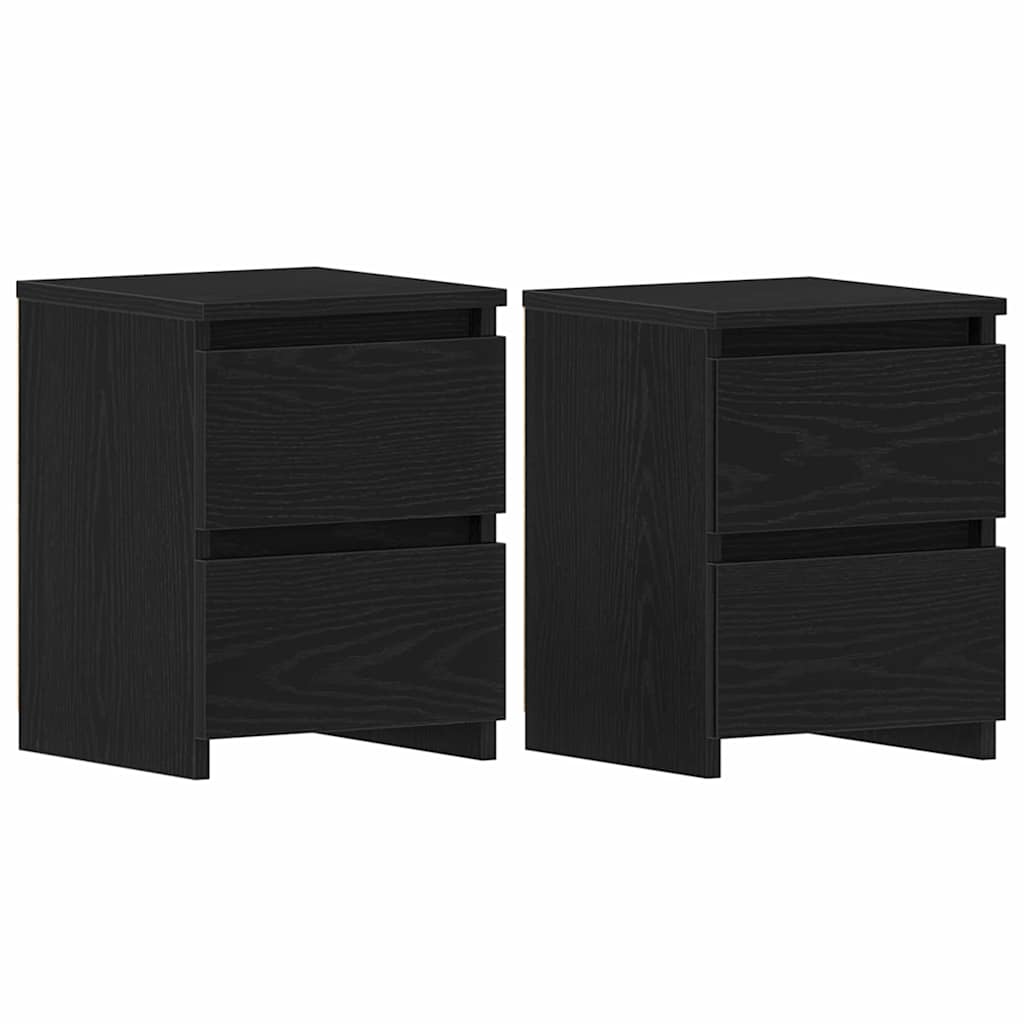 Nattduksbord 2 pcs Svart Ek 30 x 30 x 40 cm Konstruerat trä
