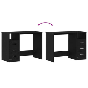 Skrivbord med lådor svart ek 102x50x76 cm konstruerat trä