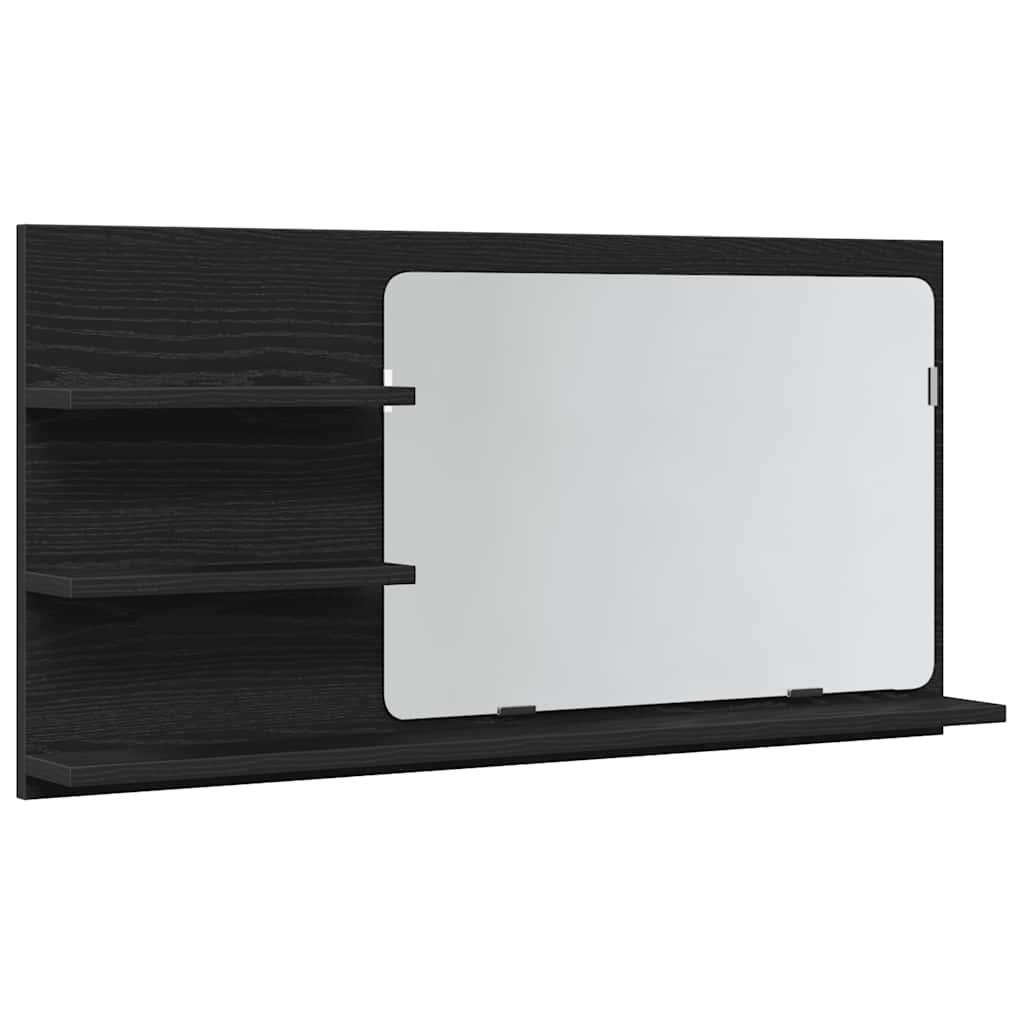 Badrumsspegelskåp svart ek 90x11x45 cm konstruerat trä