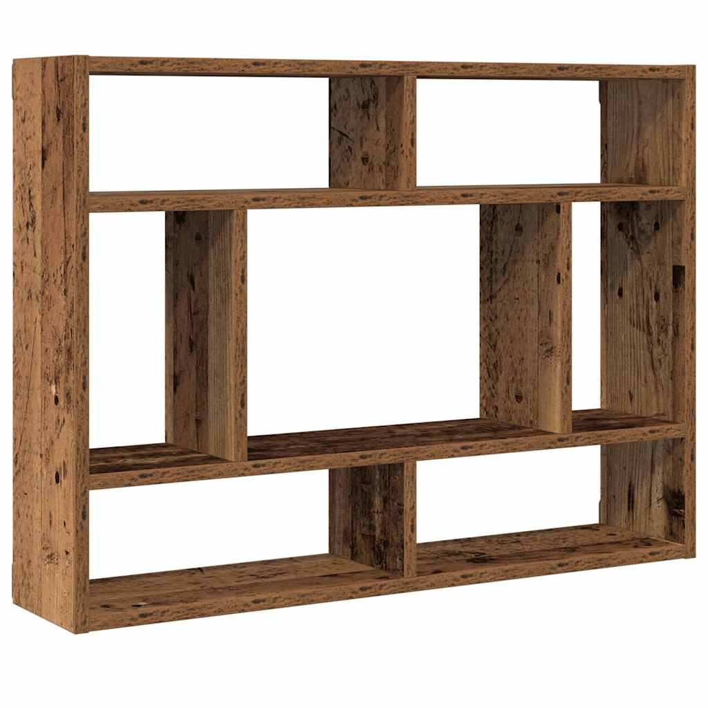 Vägghylla åldrat trä 75x16x55 cm konstruerat trä