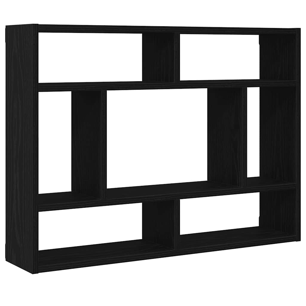 Vägghylla svart ek 75x16x55 cm konstruerat trä