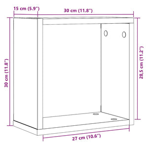 Vägghylla kubformad 2 st svart ek 30x15x30 cm konstruerat trä