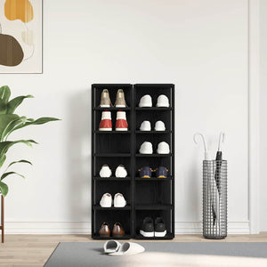 Skohyllor 2 st svart ek 25x27x102 cm konstruerat trä