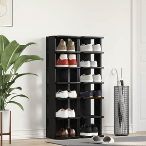 Skohyllor 2 st svart ek 25x27x102 cm konstruerat trä