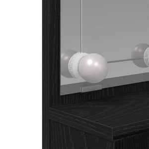 Smyckebord med låda Svart Ek 86,5 x 35 x 136 cm Konstruerat trä