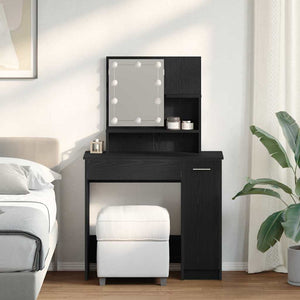 Smyckebord med låda Svart Ek 86,5 x 35 x 136 cm Konstruerat trä