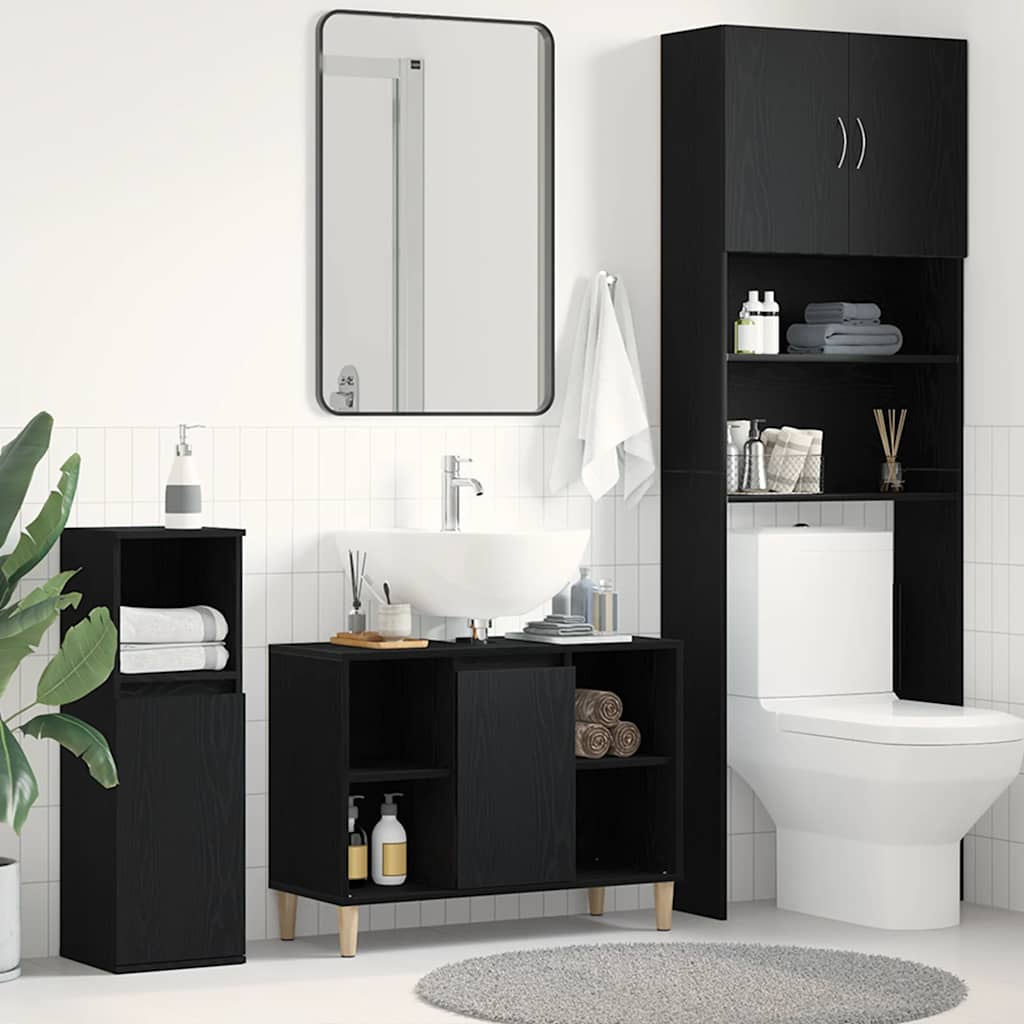 Diskbänkskåp svart ek 80x33x60 cm konstruerat trä