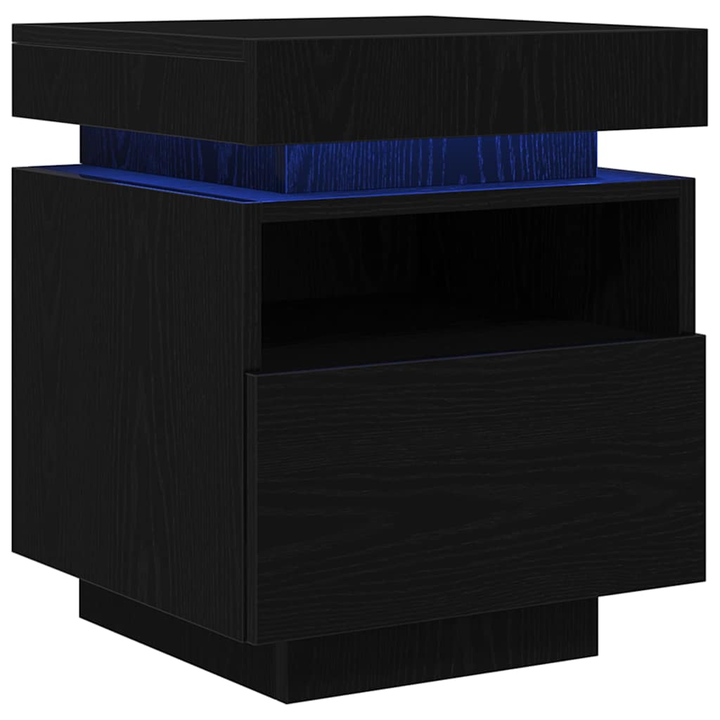 Nattduksbord 2 pcs Svart Ek 40 x 39 x 48,5 cm Konstruerat trä