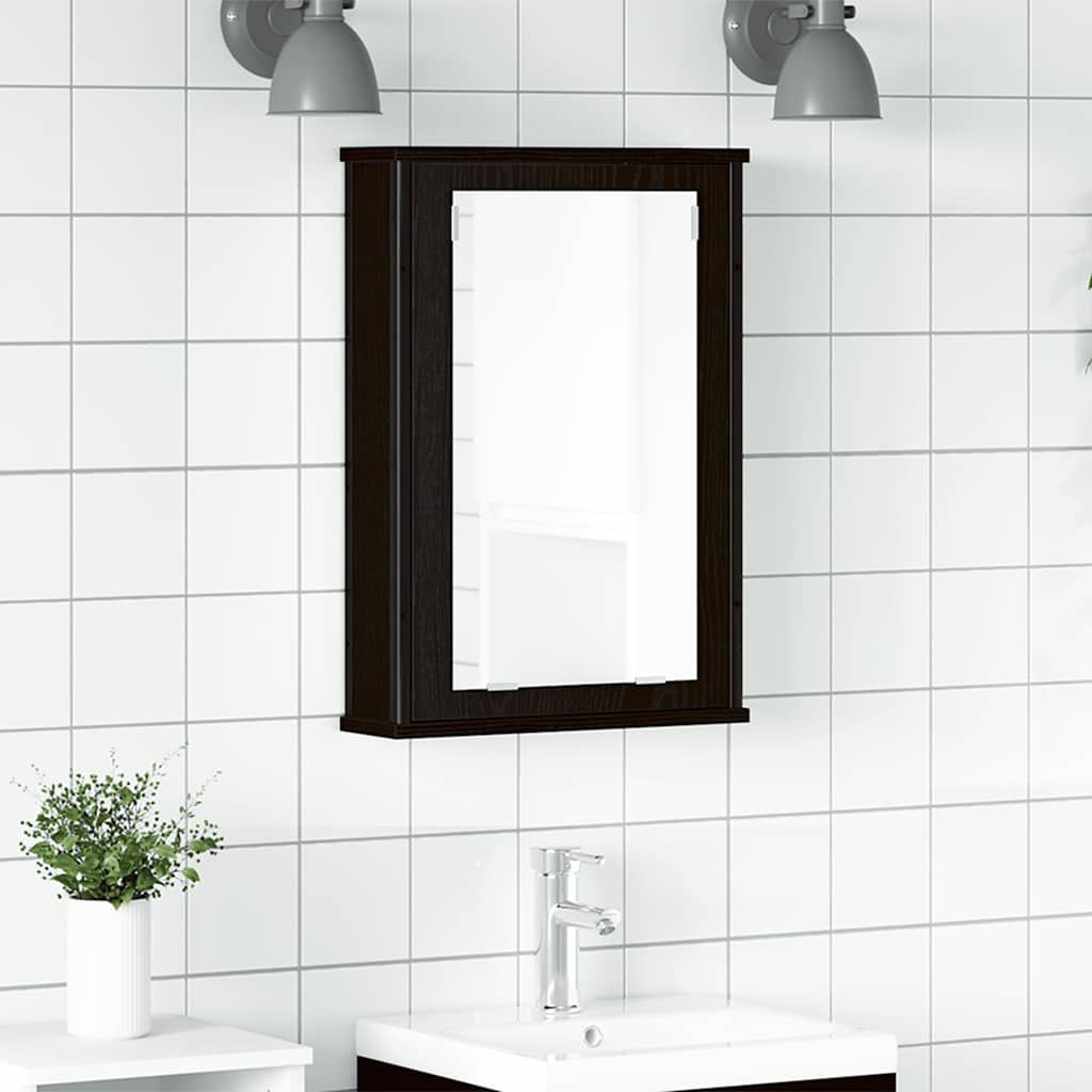 Spegelskåp för badrum svart ek 42x12x60 cm konstruerat trä