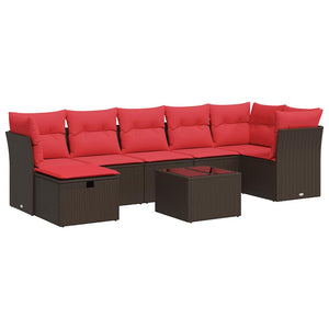 Loungegrupp för trädgården med dynor 8 delar brun konstrotting