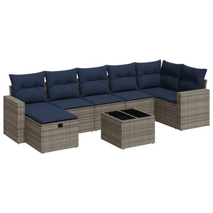 Loungegrupp för trädgården med dynor 8 delar grå konstrotting