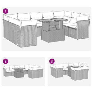 Soffgrupp för trädgården med dynor 10 delar grå konstrotting