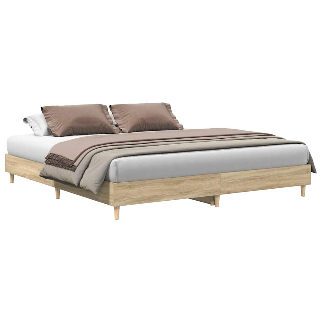Sängram utan madrass Sonoma ek 200x200 cm konstruerat trä