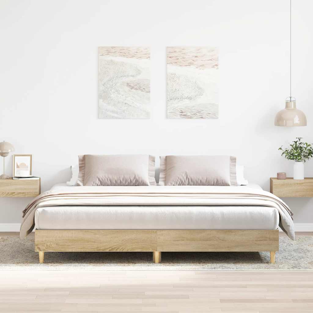Sängram utan madrass Sonoma ek 200x200 cm konstruerat trä