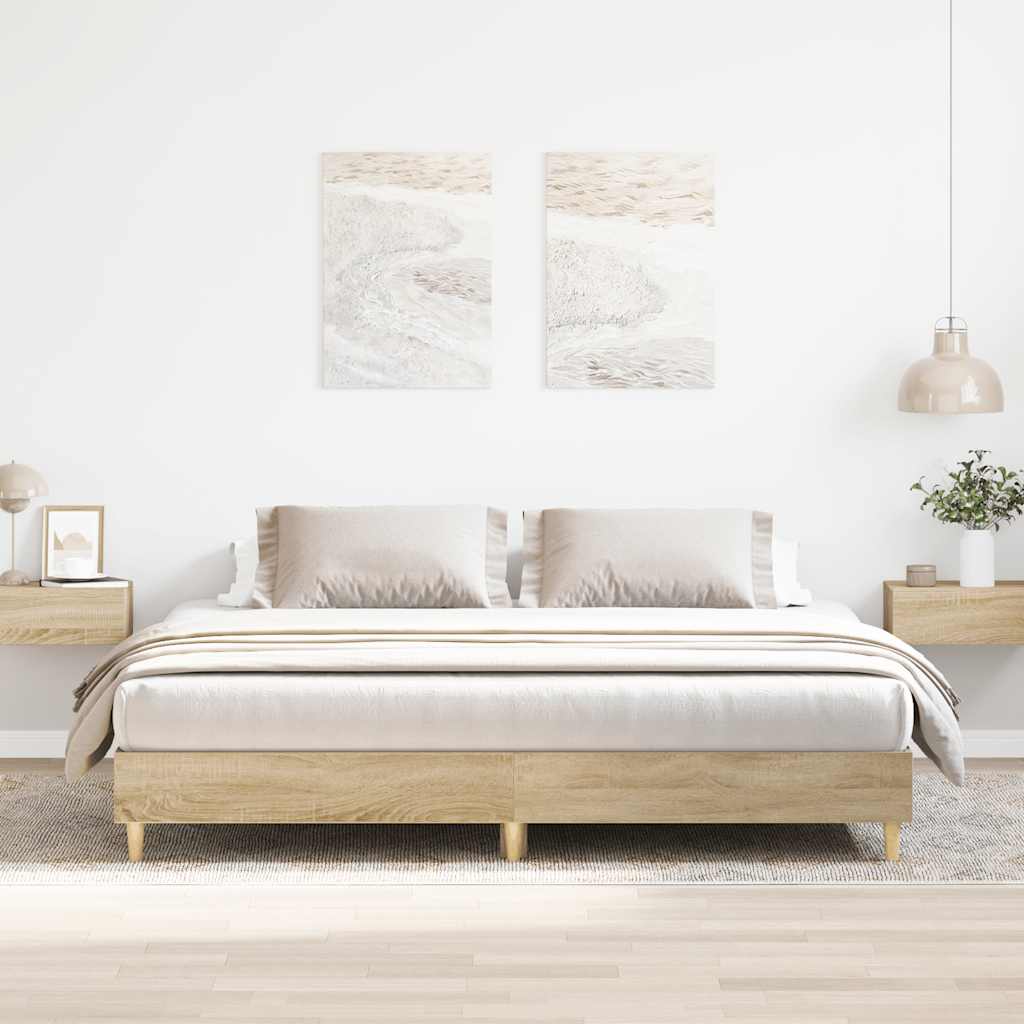 Sängram utan madrass Sonoma ek 200x200 cm konstruerat trä