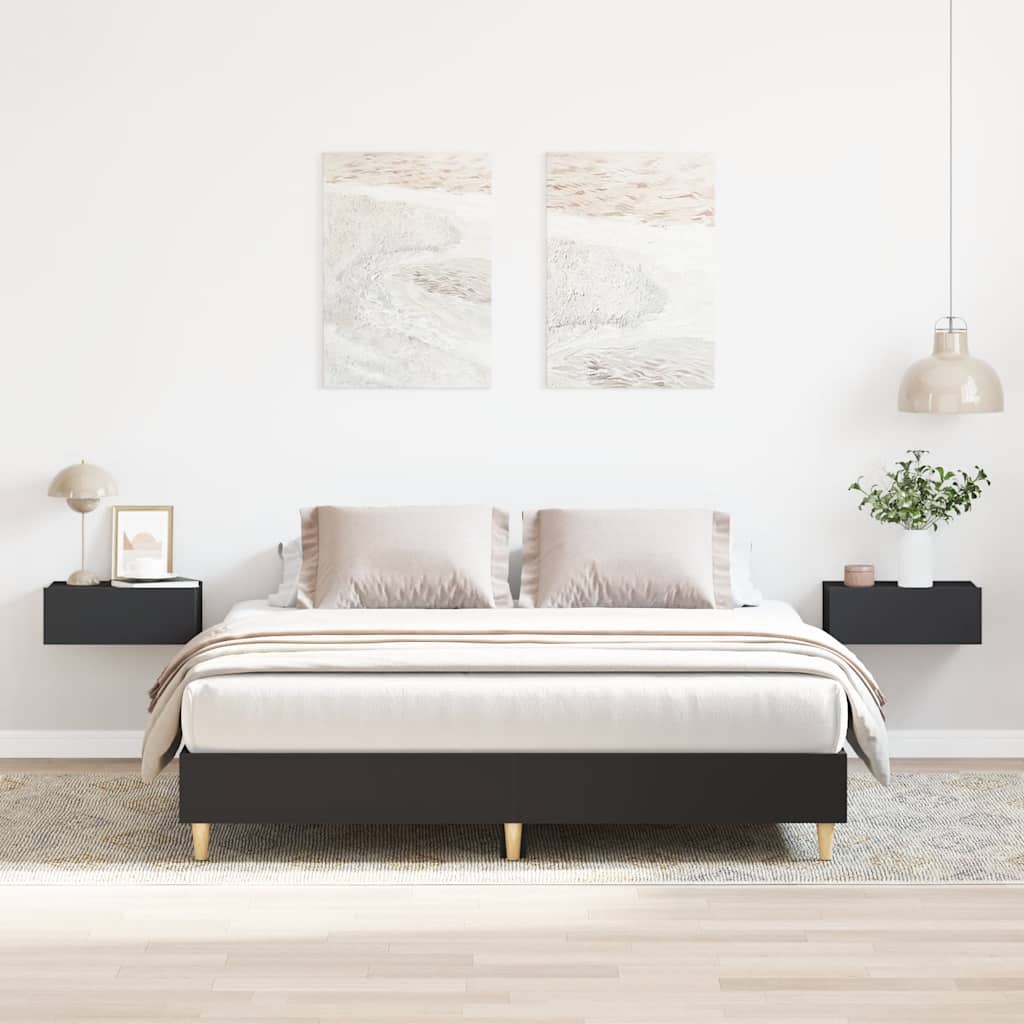 Sängram utan madrass svart 150x200 cm konstruerat trä