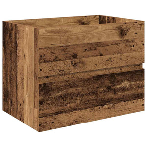 Diskbänksskåp med inbyggt handfat och kran Gammalt trä