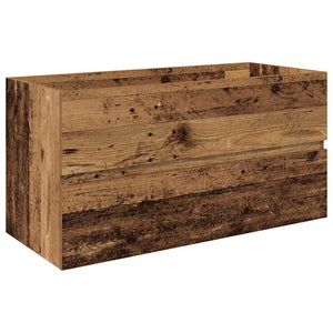 Diskbänksskåp med inbyggt handfat och kran Gammalt trä