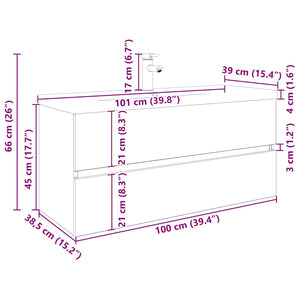 Diskbänksskåp med inbyggt handfat och kran Gammalt trä