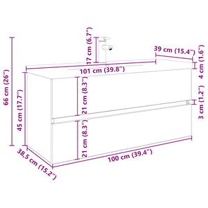 Diskbänksskåp med inbyggt handfat och kran Artisan Ek