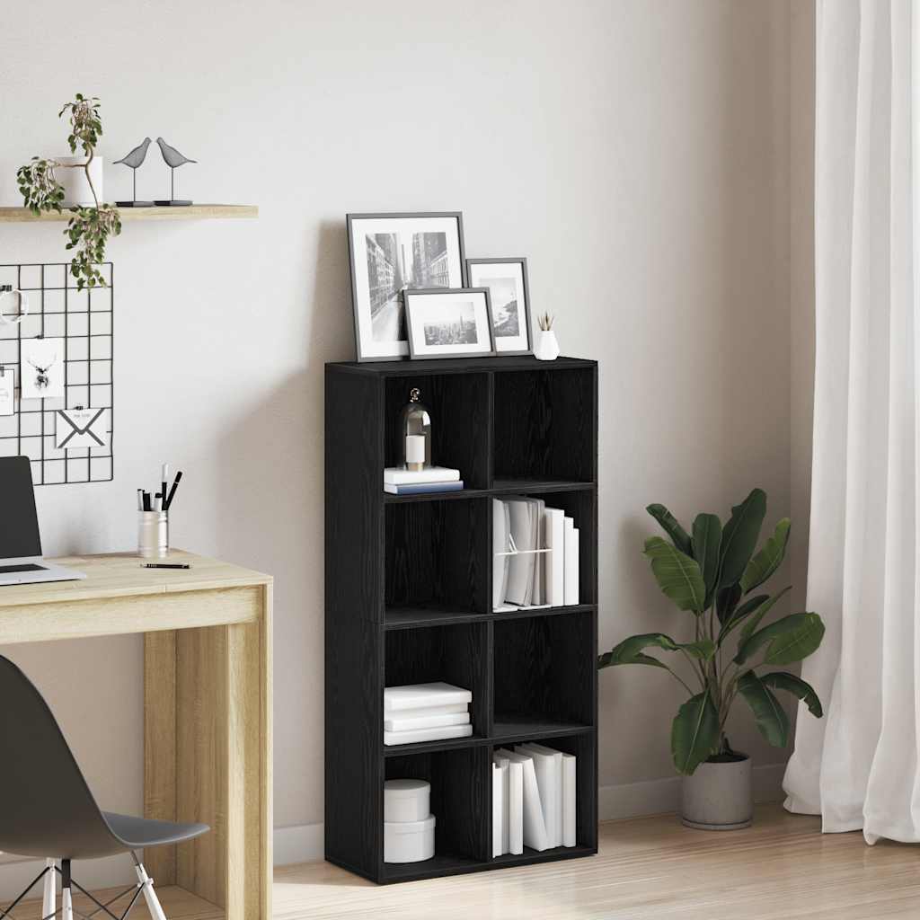 Bokhylla svart ek 66x30x130 cm konstruerat trä